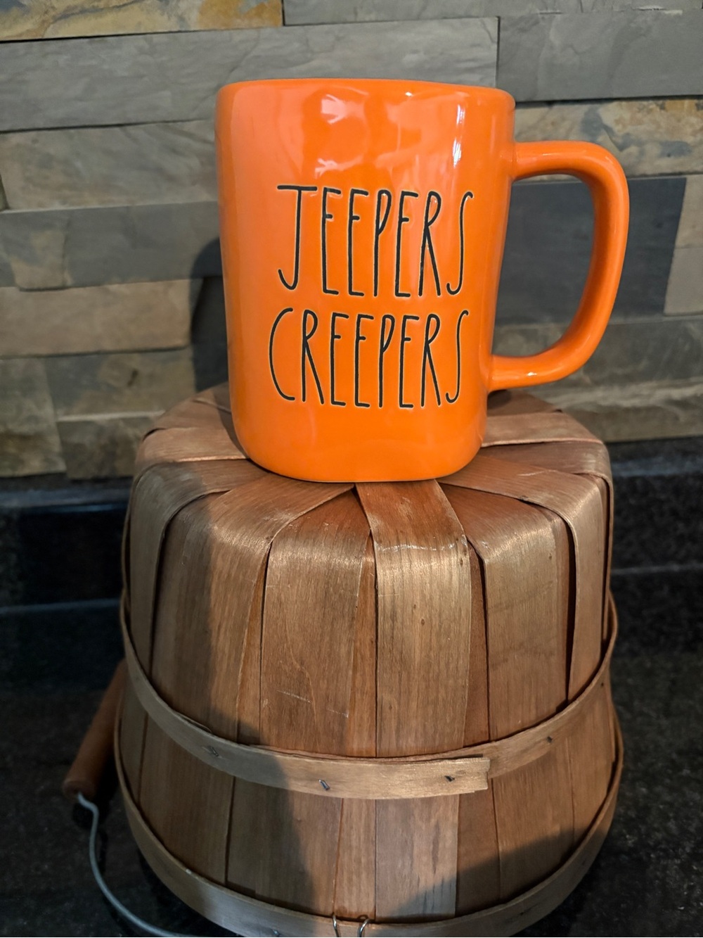 Rae Dunn Orange 'Jeepers Creepers' Ceramic Mug
